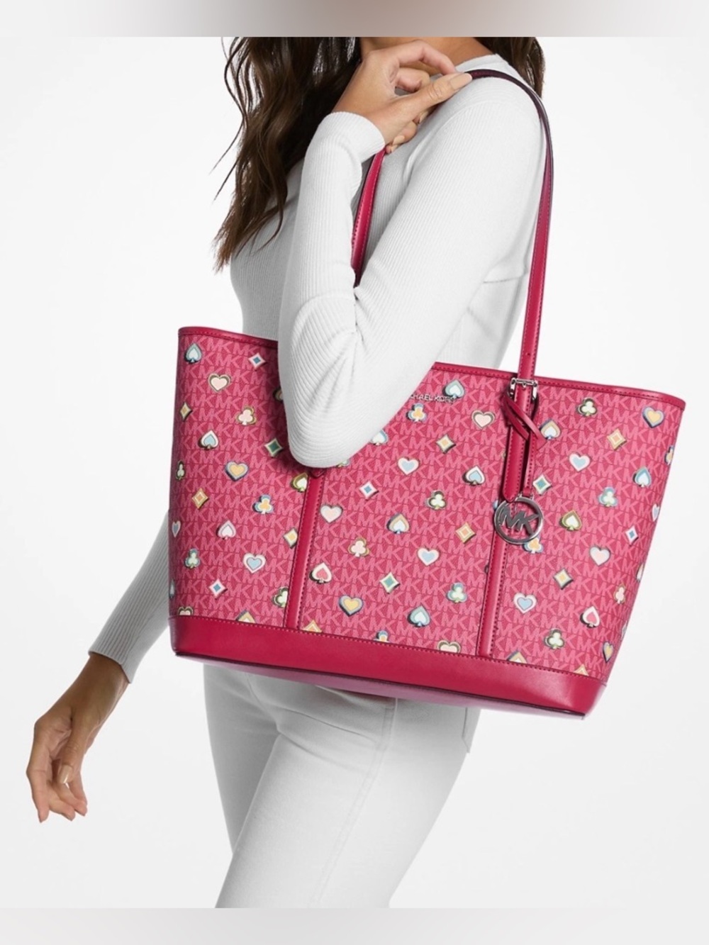 Michael Kors Hot Pink Heart-Print Tote